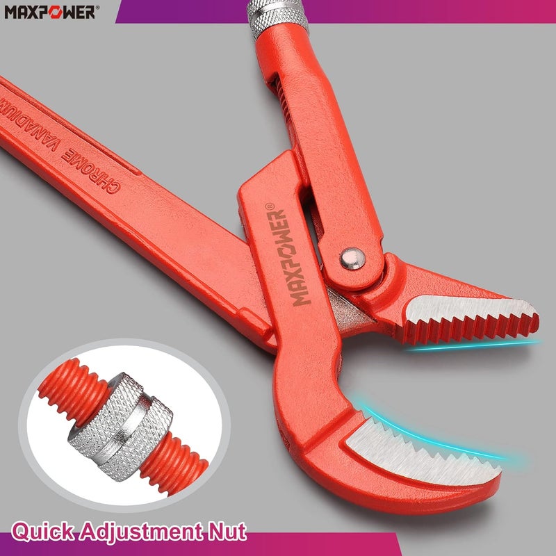 Max Power 12 inch Swedish Pipe Wrench, 45 Degree Angled Jaw - Image 5